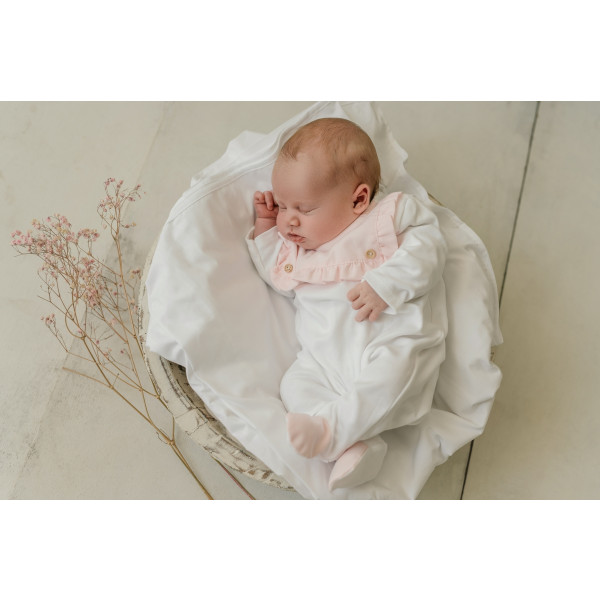 Mighty Love Babygrow 100% Algodão Branco/Rosa T0M